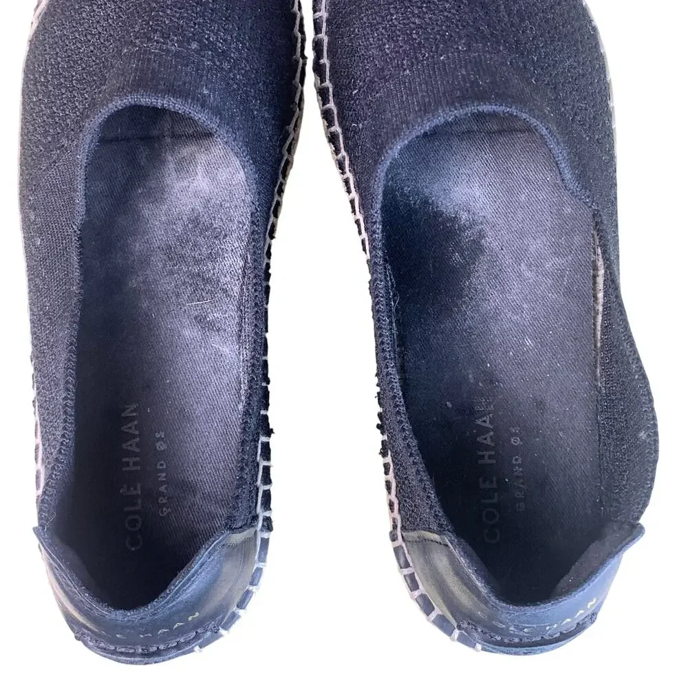 Cole Haan Pinch Main Classic Espadrille Flats Womens 6B Black Slip On Mesh